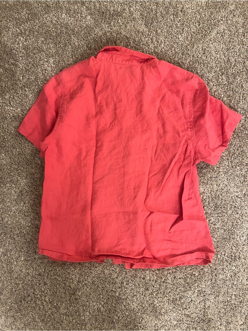 Charter Club Bright Coral Button-Front Short Sleeve Shirt - Picture 3 of 3